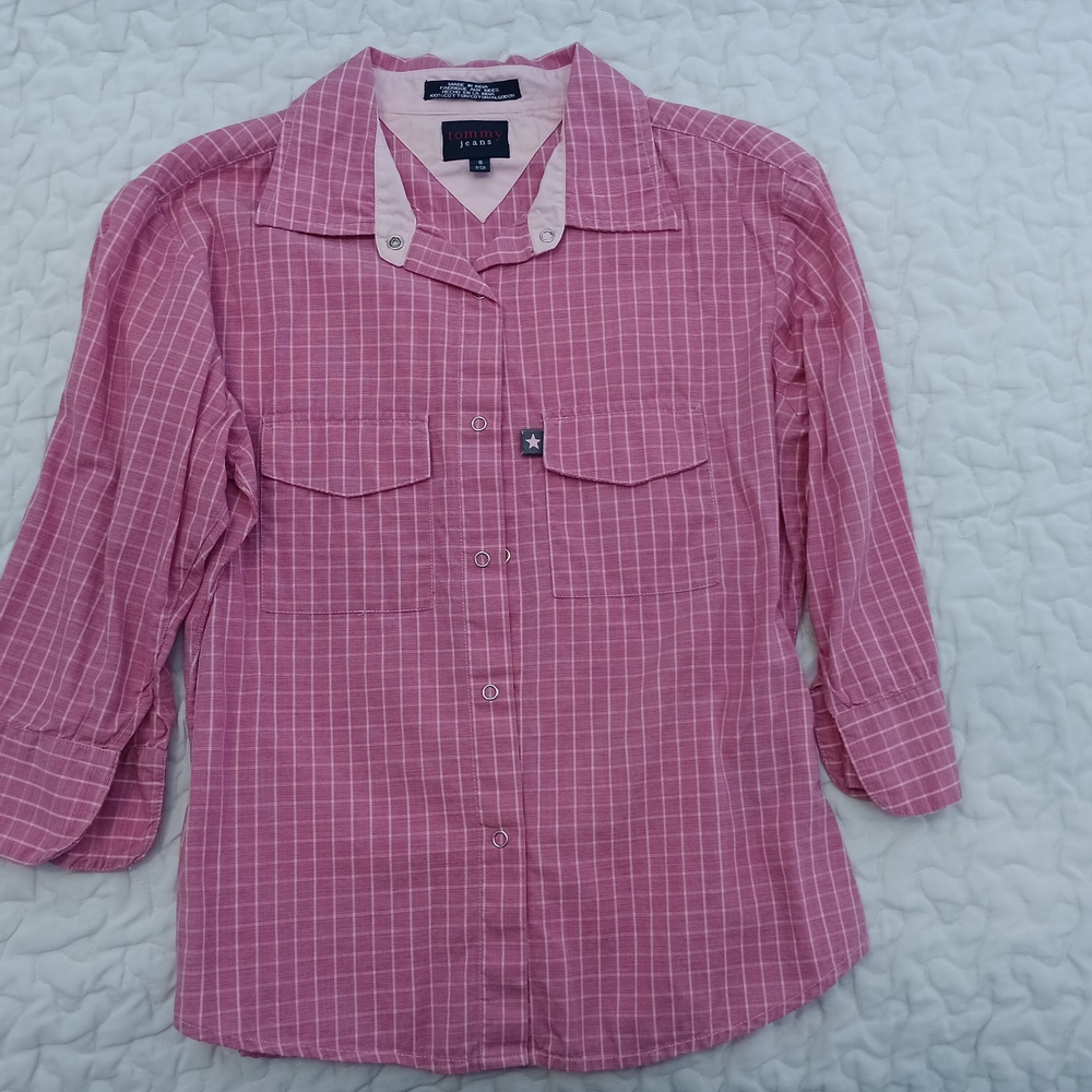 Tommy Jeans Pink Plaid Button-Up Shirt